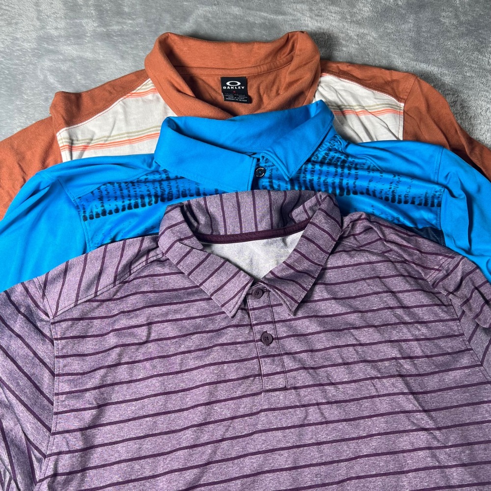 Oakley Shirt Men's XL Polo Shirt Athletic Golf Casual Patterned Top Lot of 3